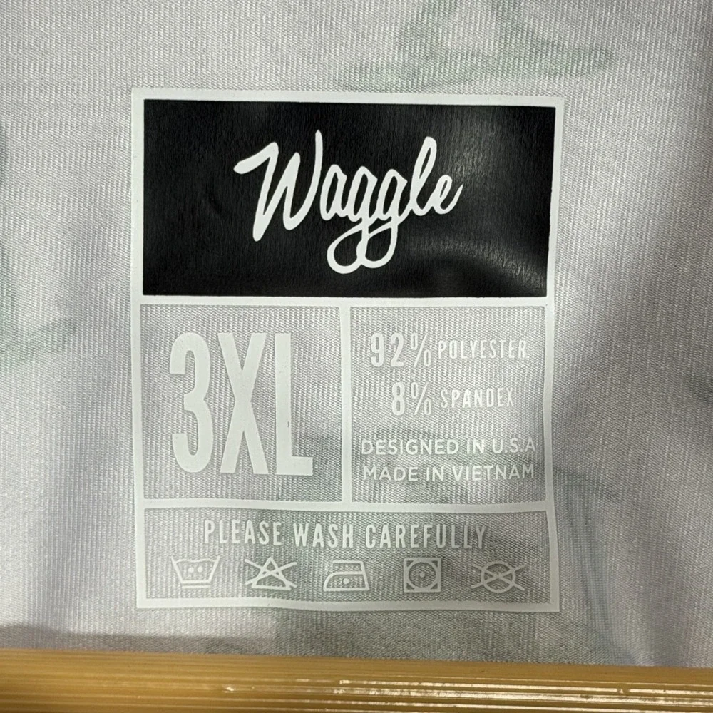 Waggle Polo Shirt Mens 3XL White Green Toy Golfers Army Men Performance Stretch - Picture 3 of 7